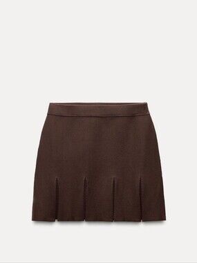 Box Pleat Knit Mini Skirt